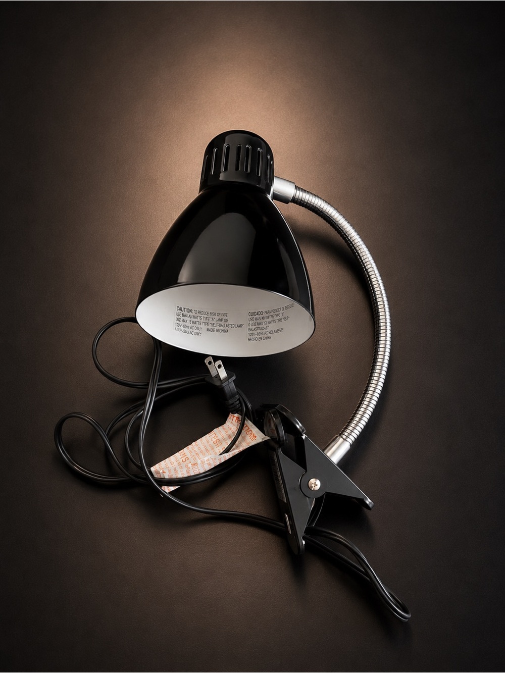 Black Clip-On Gooseneck Terrarium Lamp - For Heating